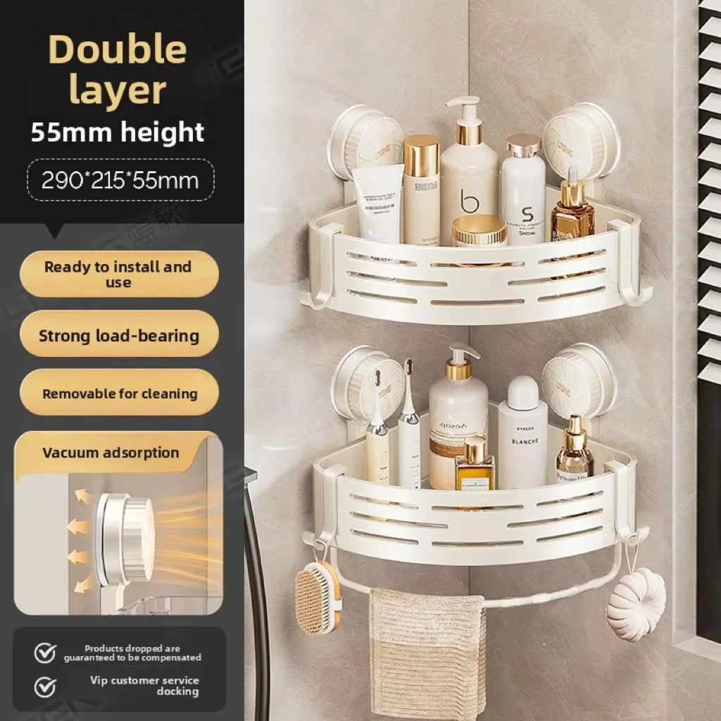 Bathroom suction cup triangular basket storage rack, bathroom washbasin corner, no need to drill holes, wall-mounted toilet