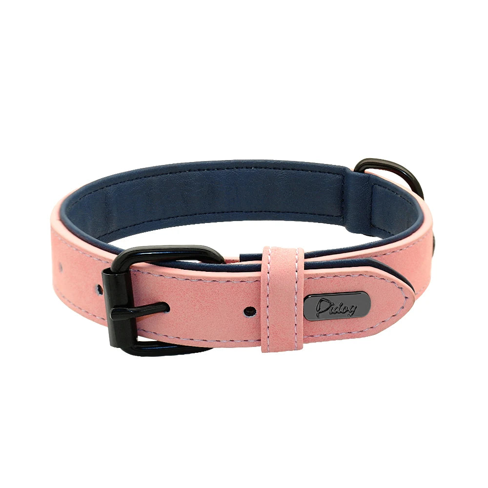 Large Dog Collar Soft Padded Real Leather for Big Dogs