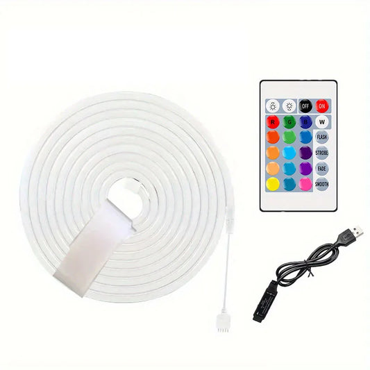 Smart Neon LED Strip Light Sign Remote Control RGB Flexible Waterproof Tape for Home Outdoor Decor 1/3/5m