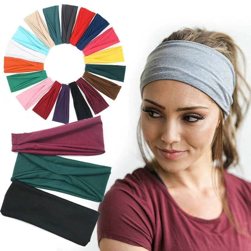 Women Solid Color Elastic Hair Bands Yoga Sport Sweatband Headband Fashion Turban Makeup Hair Hoop Headwrap Hair Accessories