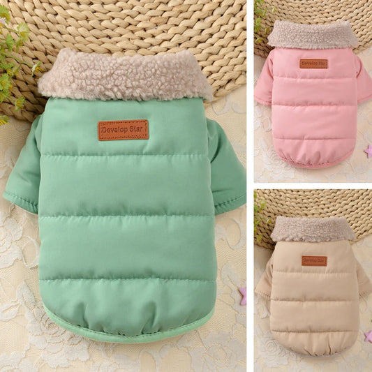 Warm Winter Dog Cat Clothes With Fur Collar Outdoor Dogs Clothing Jacket Thick Pet Puppy Coat for Small Medium Dogs Chihuahua