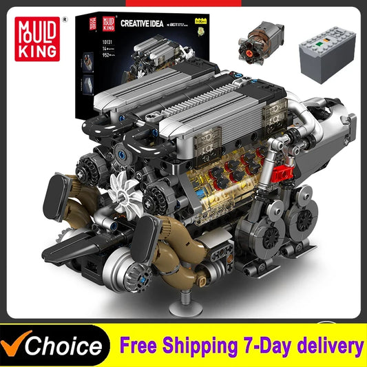 Mould King 10131 W16 Engine Building Block Set for BGT Supercar DIY Car Assembly Toy for Kids