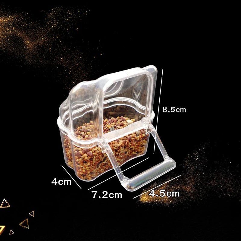 2Pcs Parrot Feeder Large Capacity Water Bowl Transparent Bird Trough Pet Parrot Food Dispenser Parrot Cage Accessories
