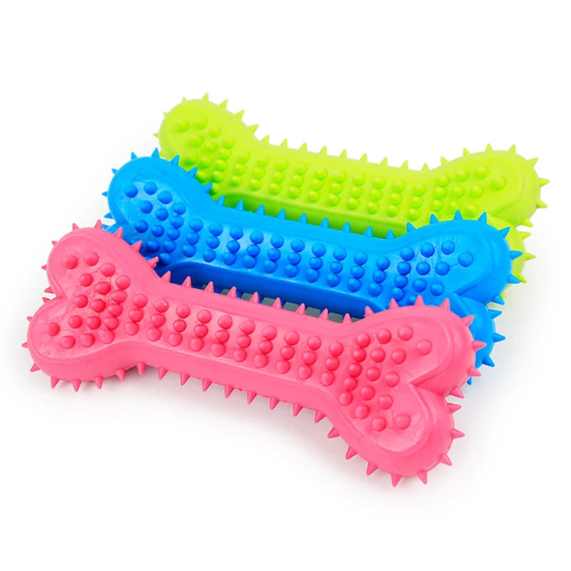Pet Chew Toy Soft Rubber Bite-resistance Bone Shape Teeth Grinding Chewing Toys for Small Dogs Training Pet Supplies