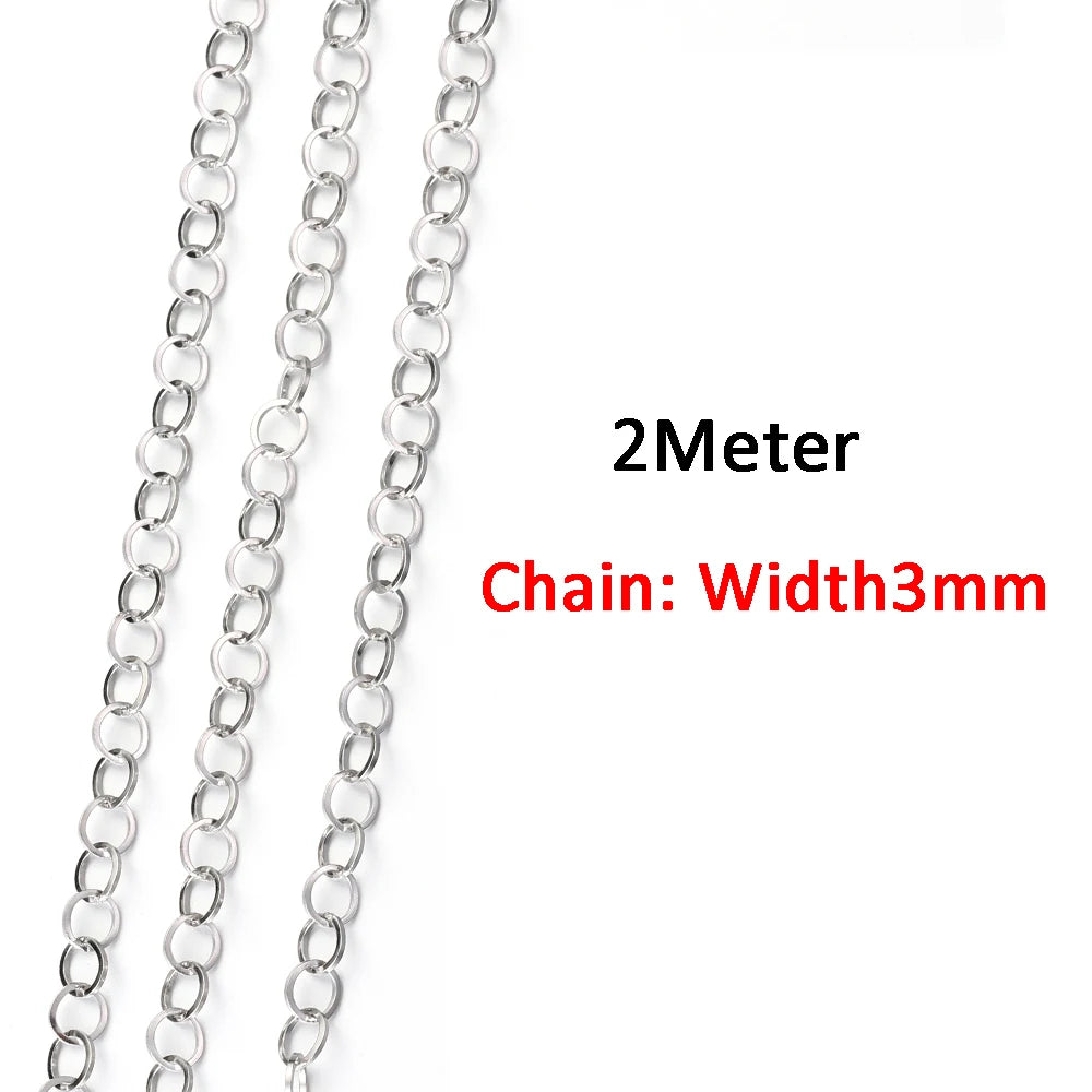2 Meters/1 Meter High Quality Gold Color Stainless Steel Chain for DIY Jewelry Making