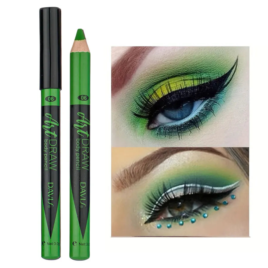 15 Color Eyeliner Lip Liner Pen, Black Blue Multicolor Metallic Pearly Glitter Matte Finish Punk Smokey Style Eye Makeup Pen