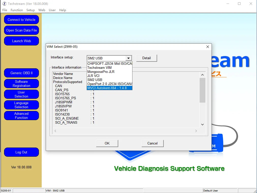 MINI VCI for TOYOTA TIS Techstream Software V18.00.008 Single Cable Support Toyota FT232RL Chip J2534 OBD2 Diagnostic Tool