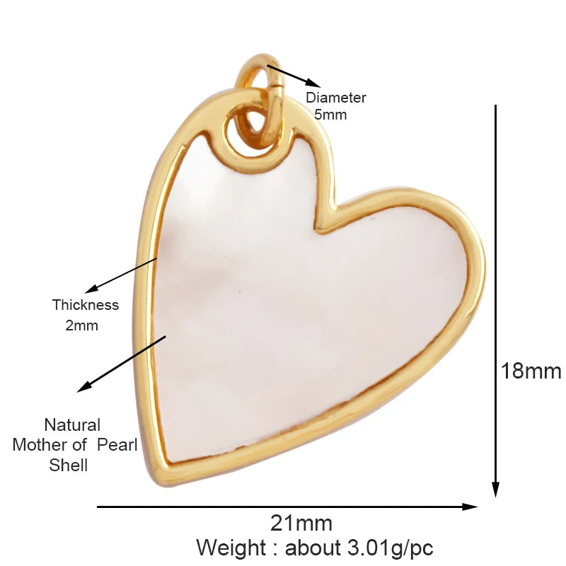 Classics Love Heart Star Zircon Focal Charm Pendant 18K Gold Plated Shell Pearl Jewelry