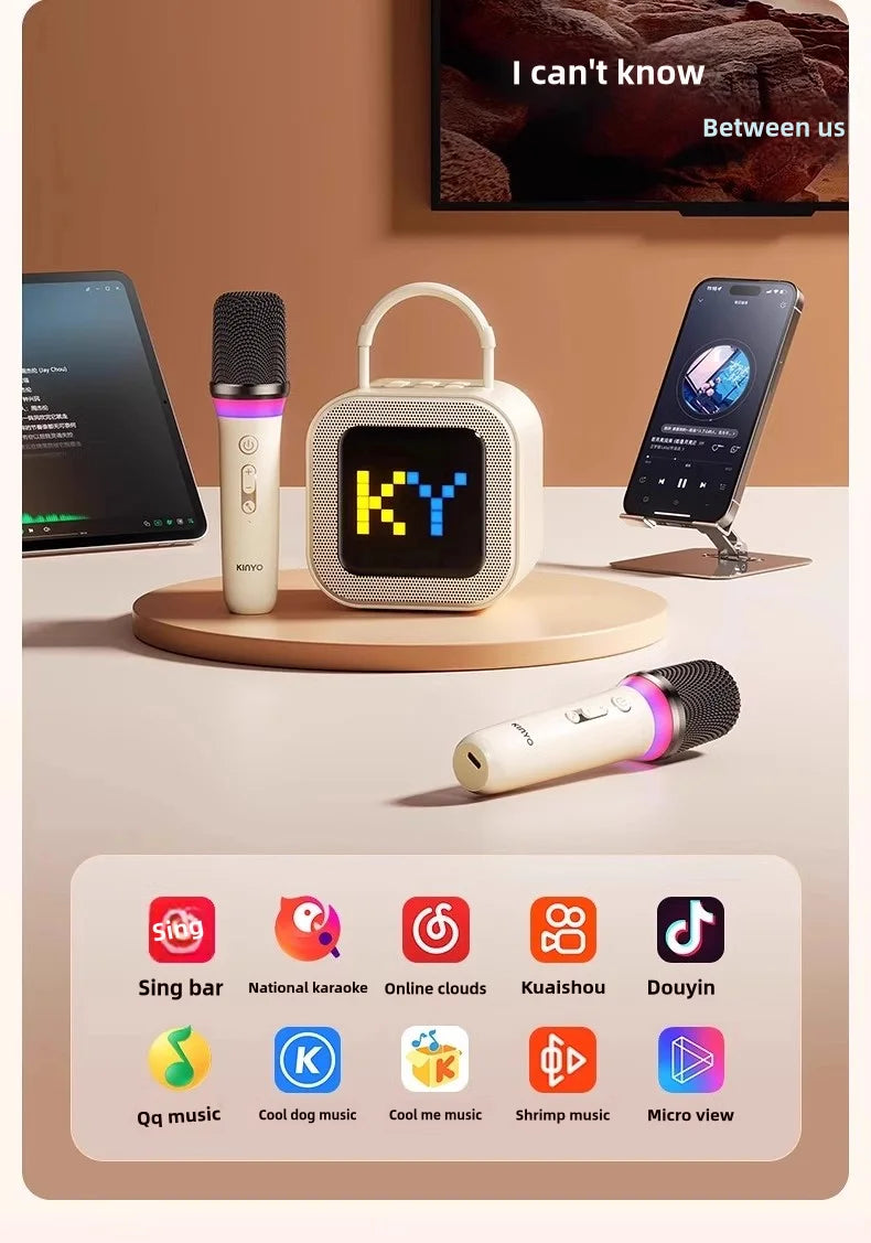 Kinglucky K26 Portable Karaoke Machine with Wireless Microphones for Home Family Fun and Children's Parties