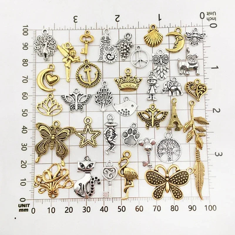 30/100pcs DIY Mixed Cartoon Animal Tree Enamel Charms Beads for Jewelry Making