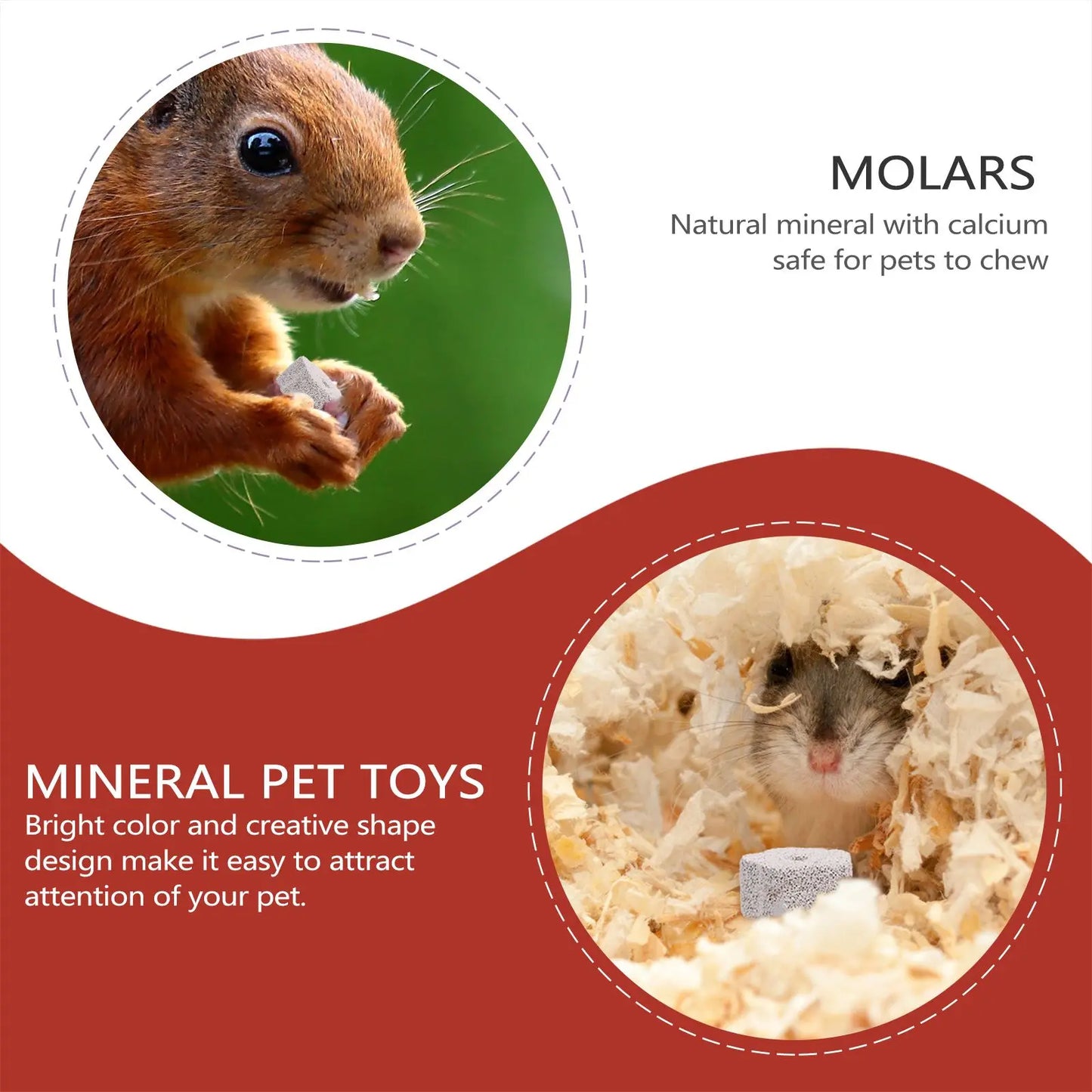 12 Pcs Molar Stone Pet Chew Toys Volcanic Rock Teeth Grinder for Hamster Rabbit Mineral 4x2cm Safe Chew Bright Color Creative