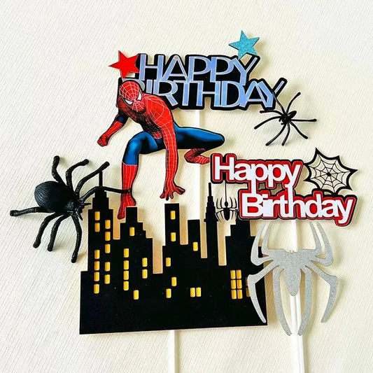 Spiderman cake plug cartoon children birthday cake plug baking dessert table decoration happy birthday ornaments kawaii