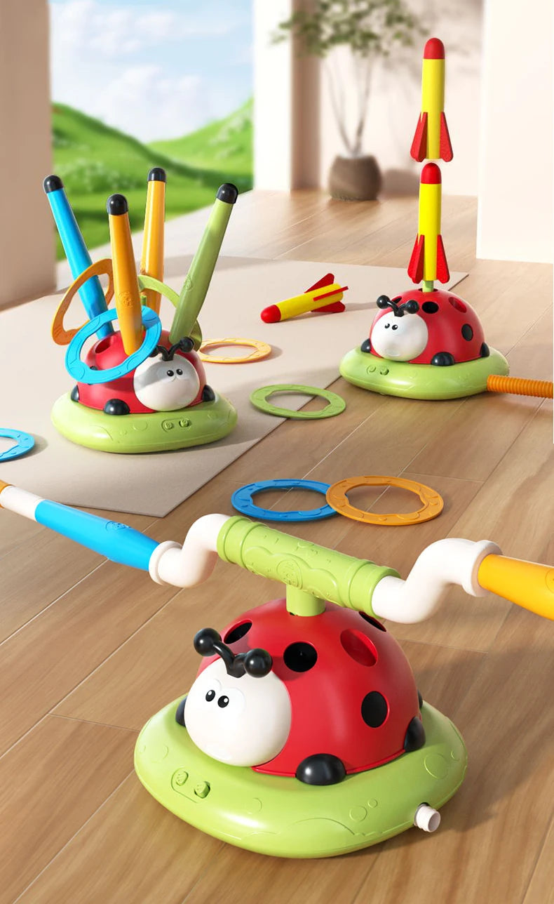 Rocket Launcher Ladybug Jump Game Machine for Kids - 3 Styles Outdoor Toy to Develop Grasping and Movement Skills