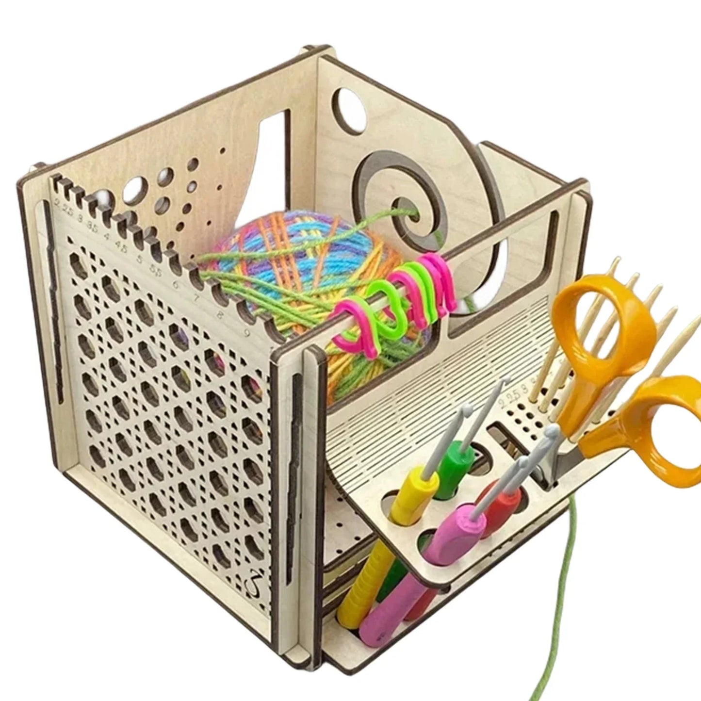 DIY All-In-One Wooden Yarn Bowl Crochet Organizer Holder