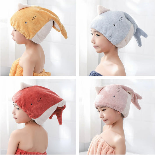 New Shark Dry Hair Cap Soft Microfiber Shower Cap Towel Bath Hats for Women Quick Drying Soft for Kid Turban Head Girl Towel