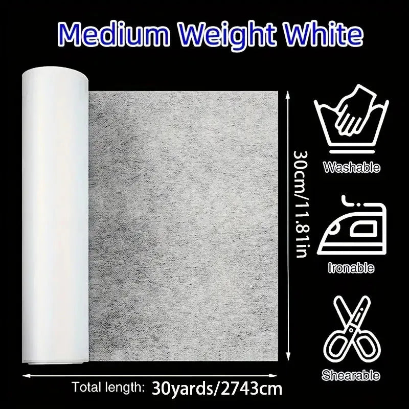 Non-Woven Adhesive Lining Roll Lightweight Polyester Single-Sided Interface for DIY Crafts and Home Decoration