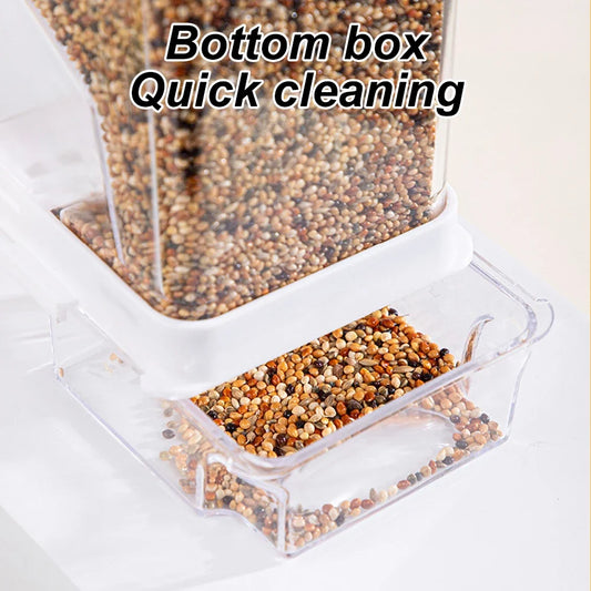 1 pc Automatic Bird Feeder Cage-Mounted No-Battery Operation Anti-Splatter Design Seed Dispenser with Perch for Pet Birds Parrot