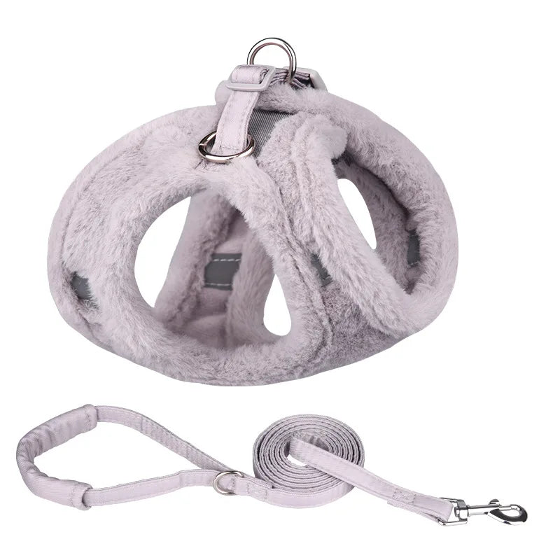 Luxury Upgrade Cat Puppy Harness and Leash Sets Winter Warm Pet Reflective Harnesses Vest for Cats Kitten Small Dogs Yorkshire