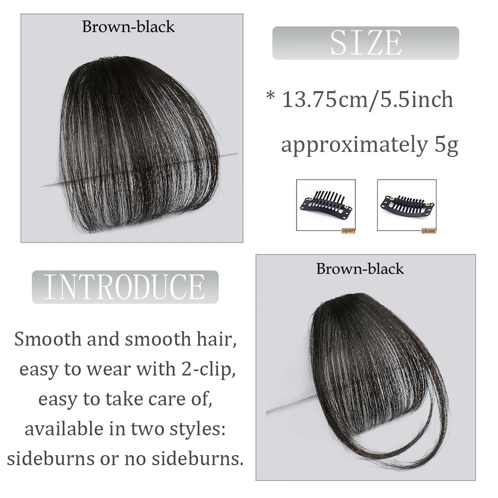 Synthetic Air Bangs Natural Short Brown Black Fake Hair Fringe Extension 1 Clip In Hairpieces Accessories For Women Girl