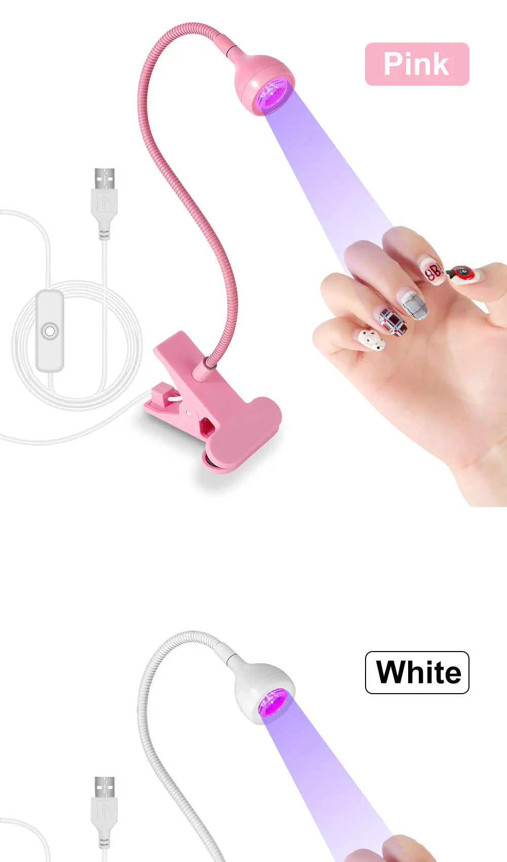 UV LED Light for Nails Drying Lamp Mini USB Clip-on Dryer