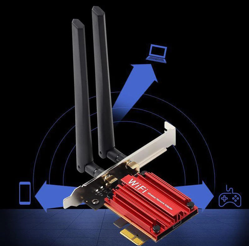 Adaptador inalámbrico PCI-E WiFi 5, tarjeta de red AC1200 de doble banda, 2,4 G/5 GHz, 802.11AC, para ordenadores de escritorio y portátiles con Bluetooth 4.0 y Windows 10