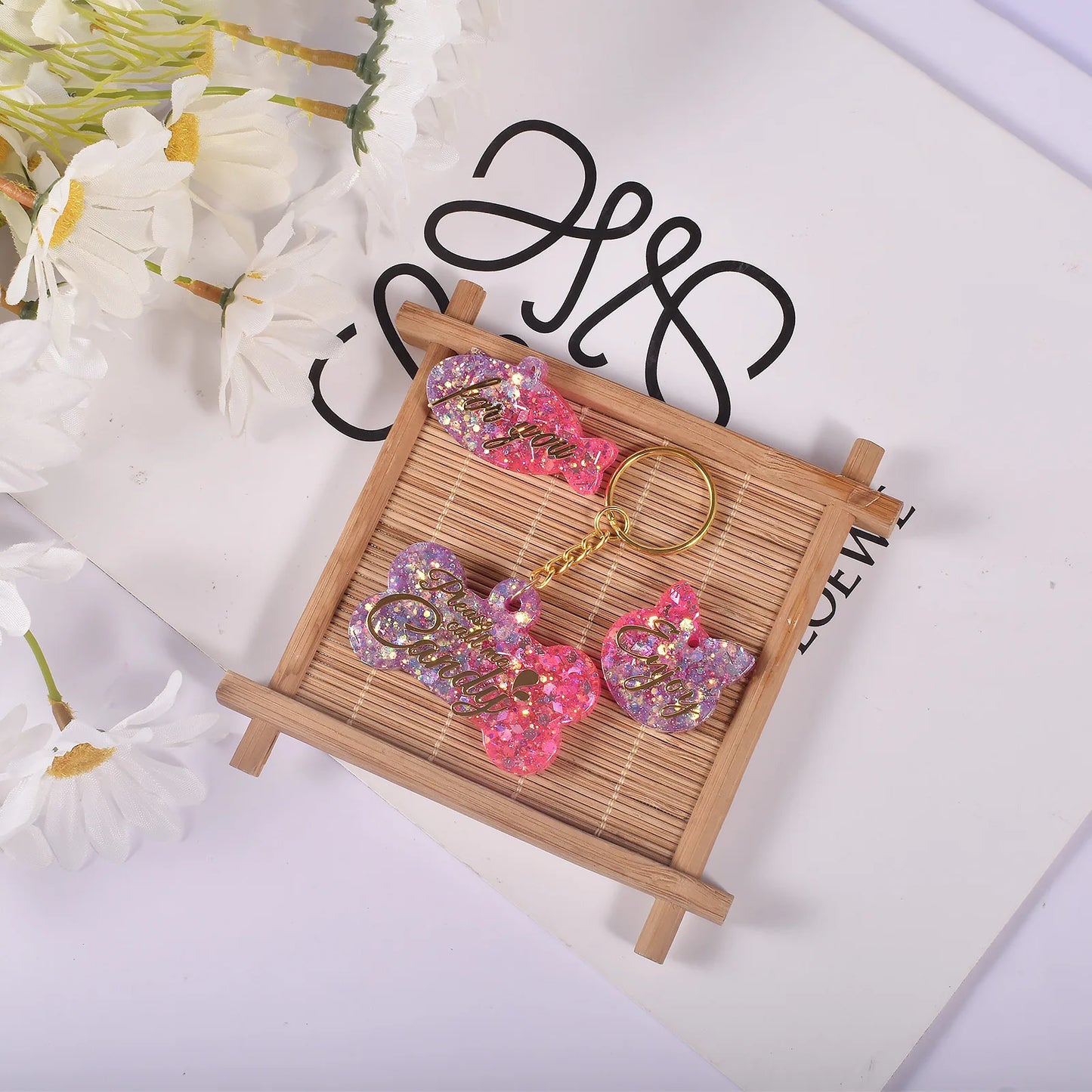 Dog Tag Bone Shaped Keychain Mold for DIY Resin Jewelry