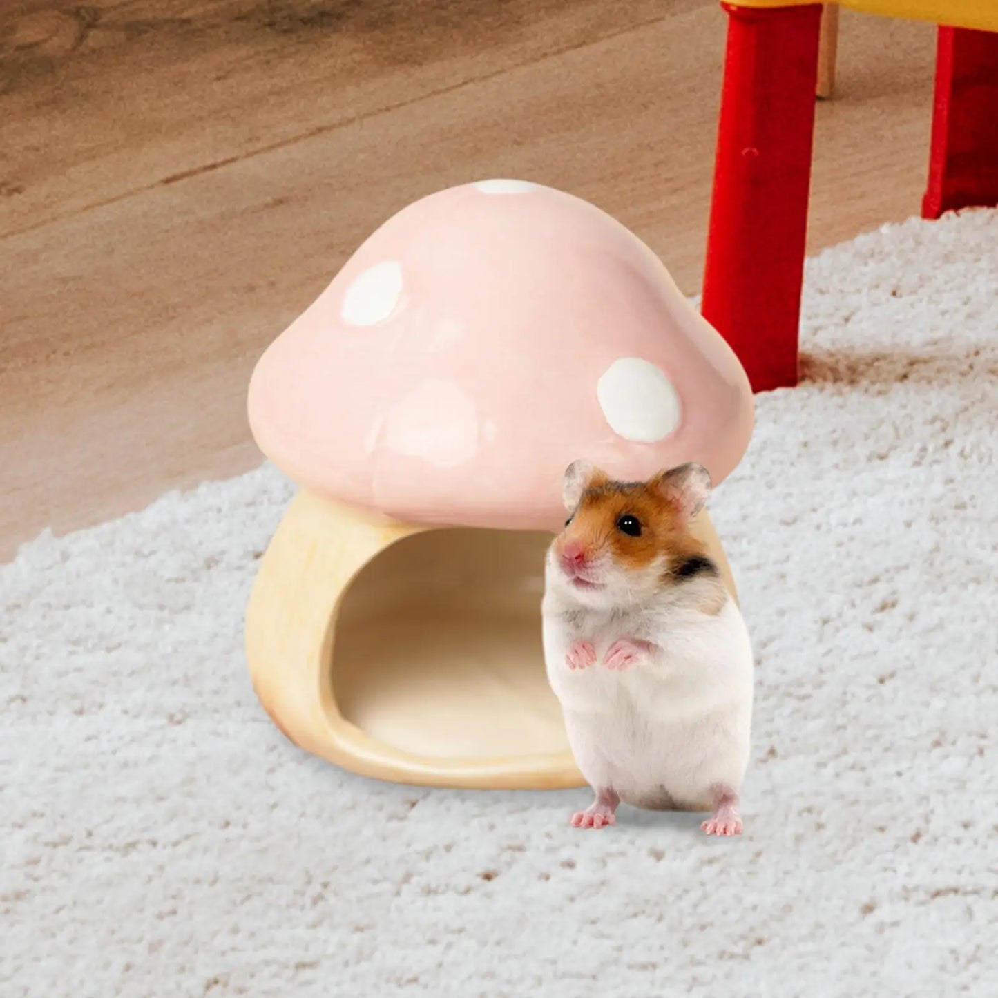 Ceramic Mushroom Shaped Hamster House Cartoon Guinea Pig Sleeping Nest for Chinchilla Hedgehog Rat Small Animals Supplies