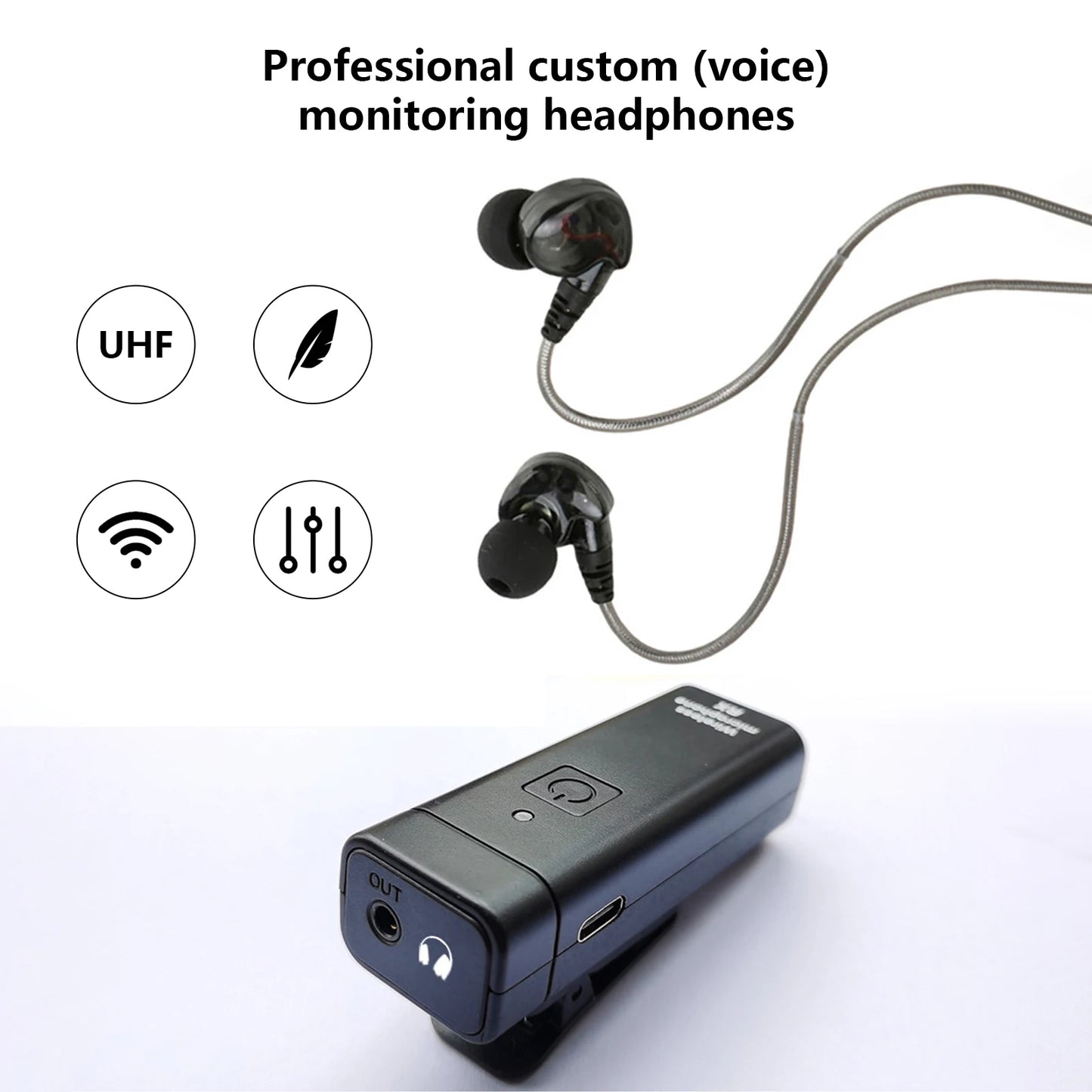 Wireless In Ear Earphone Monitoring System Professional IEM Stereo System Transmitter Receiver UHF FM Without Delay Simultaneous