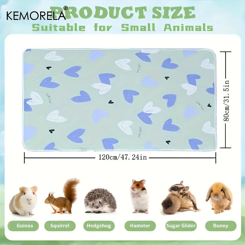 KEMORELA 1PC Washable Guinea Pig & Hamster Cage Mat - Super Absorbent Non-Slip Pet Bedding 31"x47" for Rabbits & Small Animals