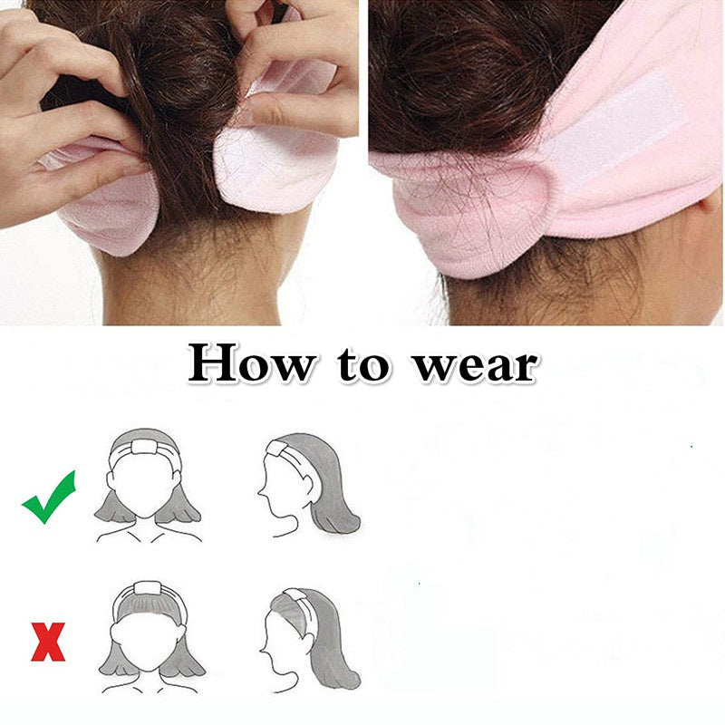 1pcs Facial Spa Headband Adjustable Terry Cloth Hair Wrap