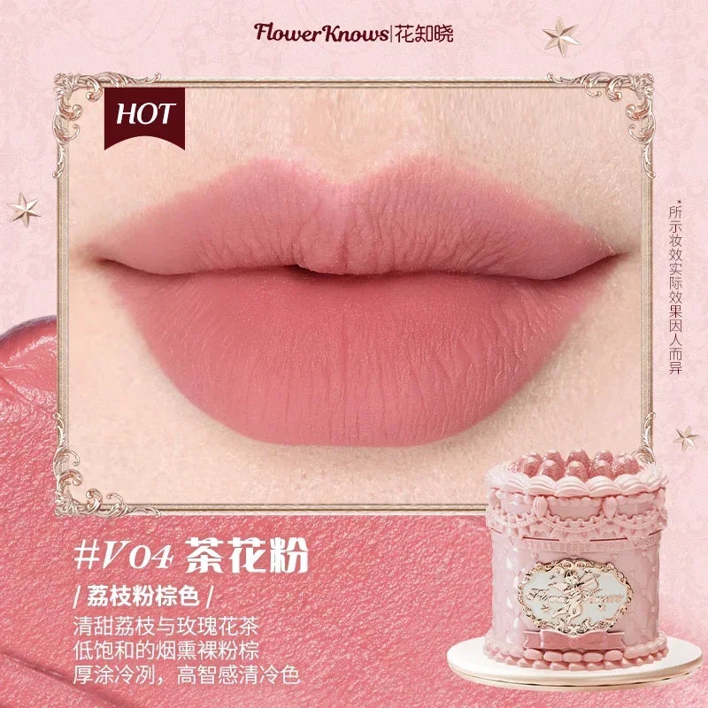 Flowerknows Strawberry Cupid Matte Velvet Lipstick Cake Lip Mud Lip Gloss Lip Cream for Women