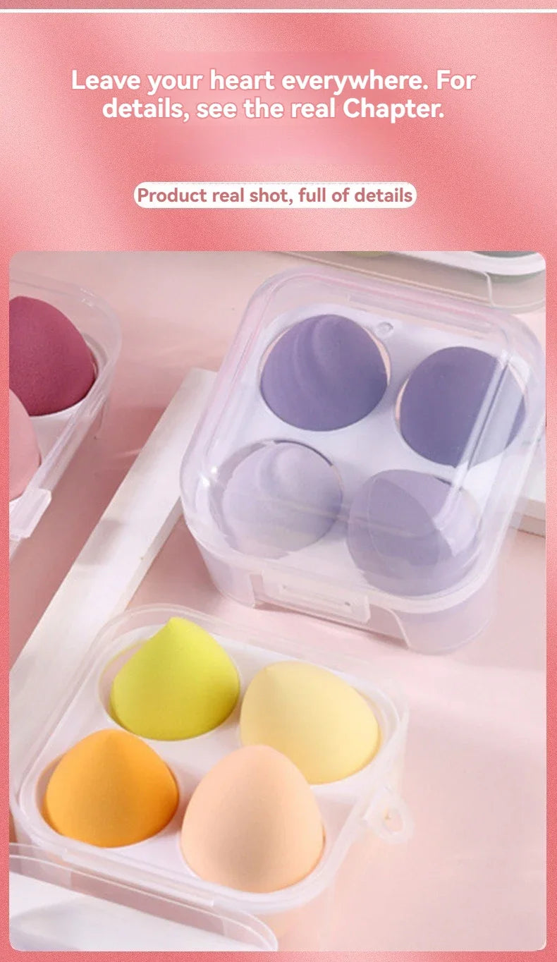 4PCS Ombre Makeup Sponge Set - Latex-Free Blenders for Travel