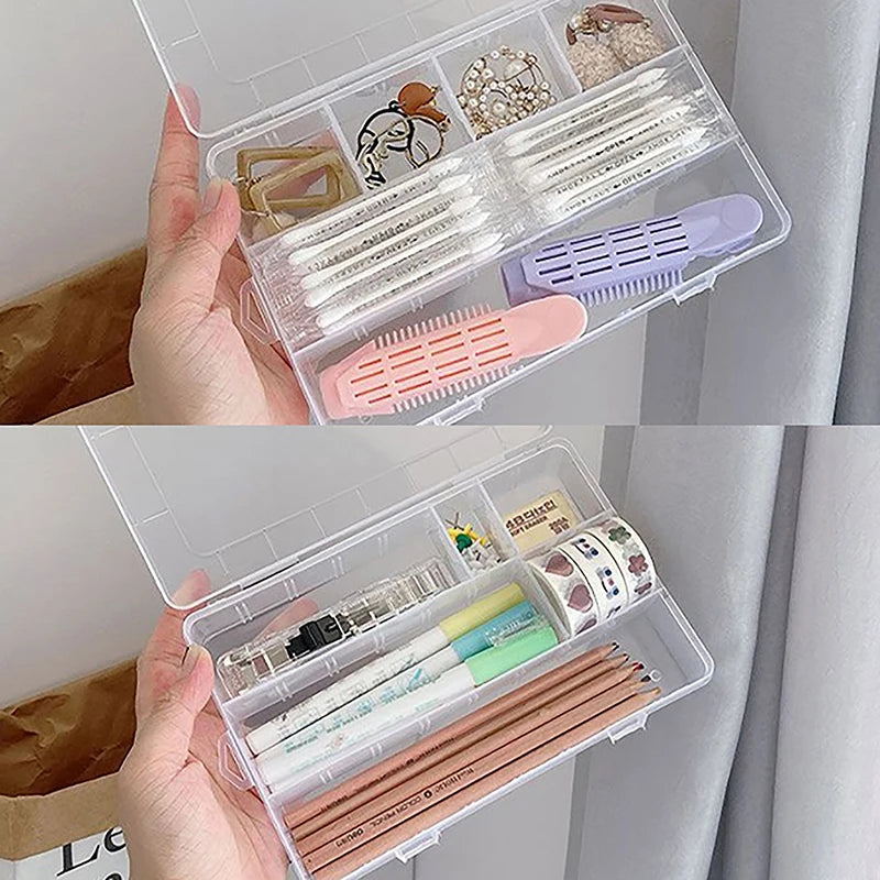 Portable Cosmetic Storage Box For Lipstick Eye Shadow Makeup Brush Multi Card Slot Clear Sundry Organizer With Dust-proof Cover