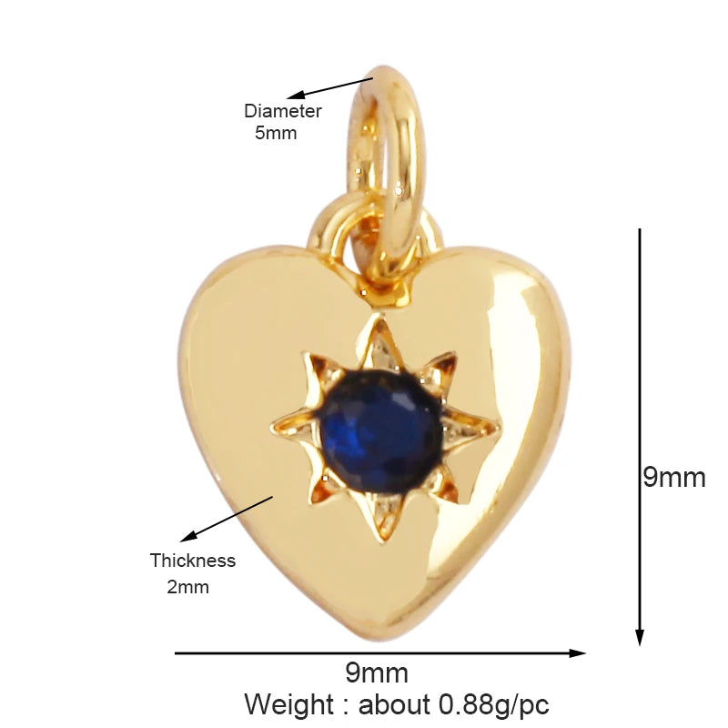 Classics Love Heart Star Zircon Focal Charm Pendant 18K Gold Plated Shell Pearl Jewelry