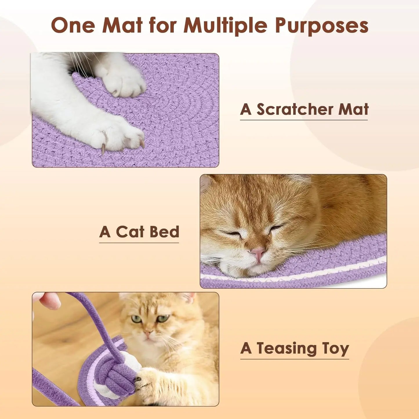 Cotton Rope Cat Scratching Post Mat Cat Scratcher Tool Funny Cat Toys for Grinding Claws Wear-Resistant Cat Scraper Pet Product
