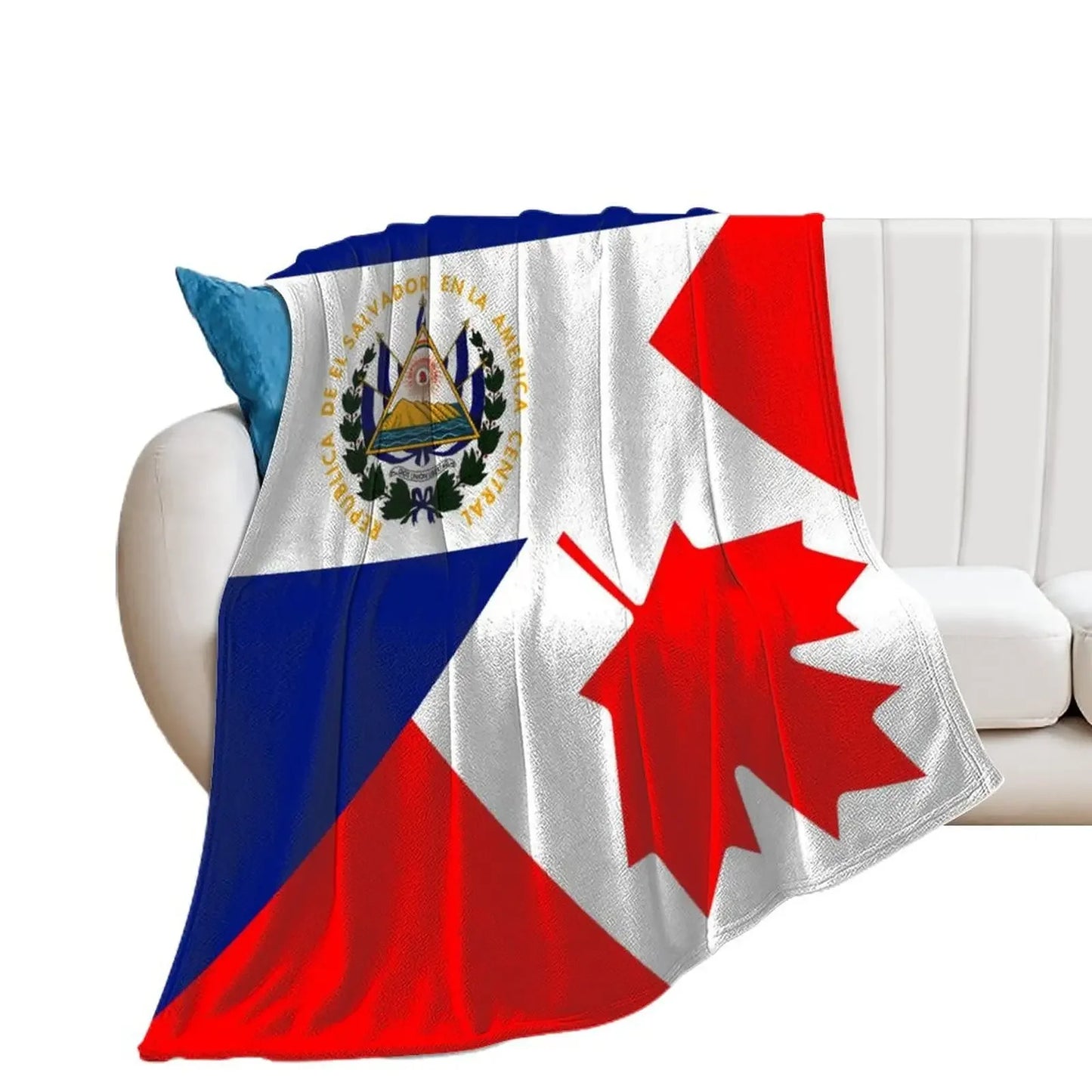 El Salvador Flag Blanket -Blue Sherpa
