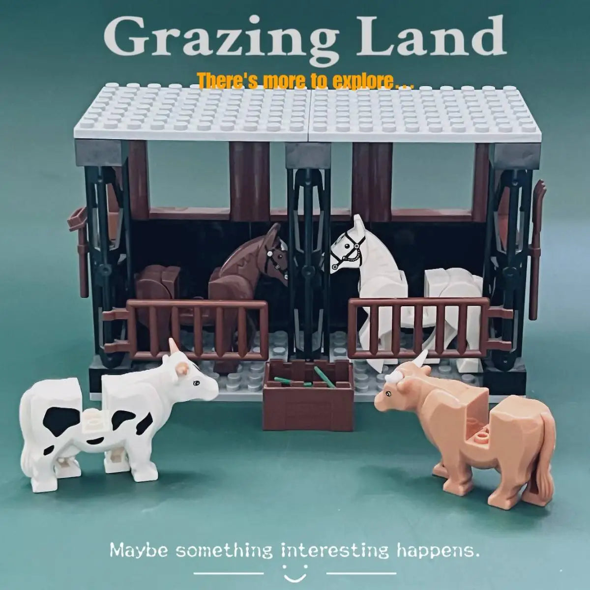 MOC Horse Stable Building Blocks Set City Farm Cowshed Construction Toy for Kids Creative Play Birthday and Christmas Gift