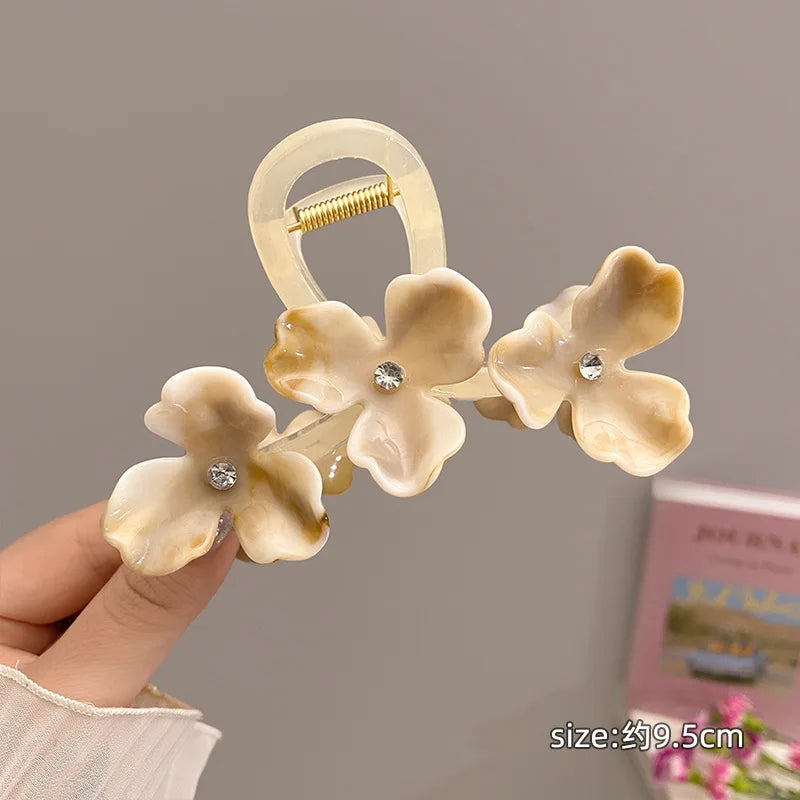 New Fashion Flower Hair Clip Women Elegant Non-slip Ponytail Clip Simple Versatile Bow Shark Clip Headdress Hair Accessories