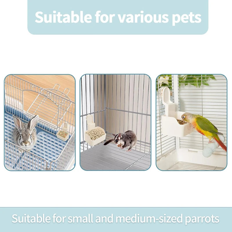 Rabbits Feeder Universal Small Pets Food and Water Bowl Cage Feeder for Bird, Rabbit, Guinea Pig, Chinchilla, Hamster