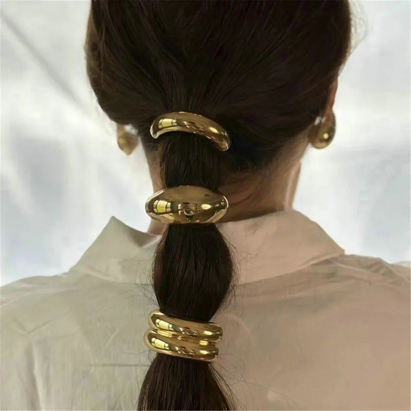 New Fashion Metal Irregular Double-Layer Hair Bands Ropes Women Headband Elastic Hairband Ponytail Holder Hair Accessories