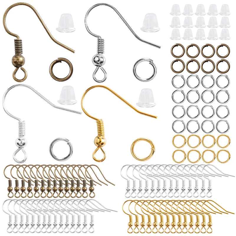 300Pcs Earrings Set Hypoallergenic Hooks Rubber Backs for Jewelry Making