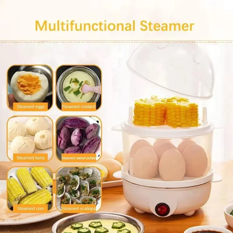 Multifunctional Egg Boiler Electric Egg Steamer Cooking Breakfast Machine Double Layers Egg Cooker Mini Steamer Poacher Kitchen