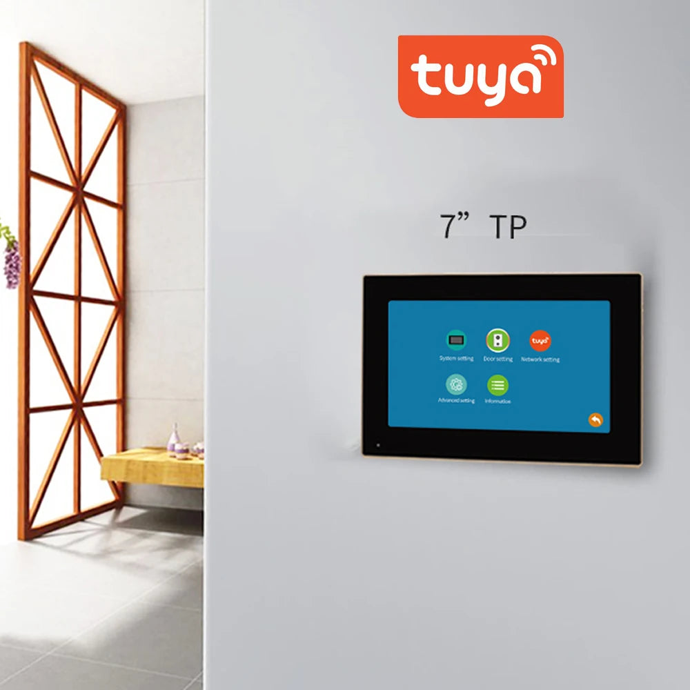 WiFi TUYA Smart APP 7 Inch 1080P Home Intercom Kit Wireless Video Door Phone Wired Doorbell for Villa Flat RFID Access Control