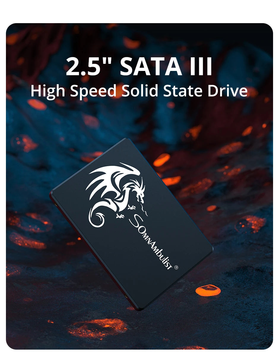 Unidad de estado sólido interna Sata3 de 2,5 pulgadas, 128 GB, 256 GB, 512 GB, 1 TB, 2 TB, SSD SomnAmbulist para PC y portátil, 120 GB, 240 GB, 480 GB, 960 GB