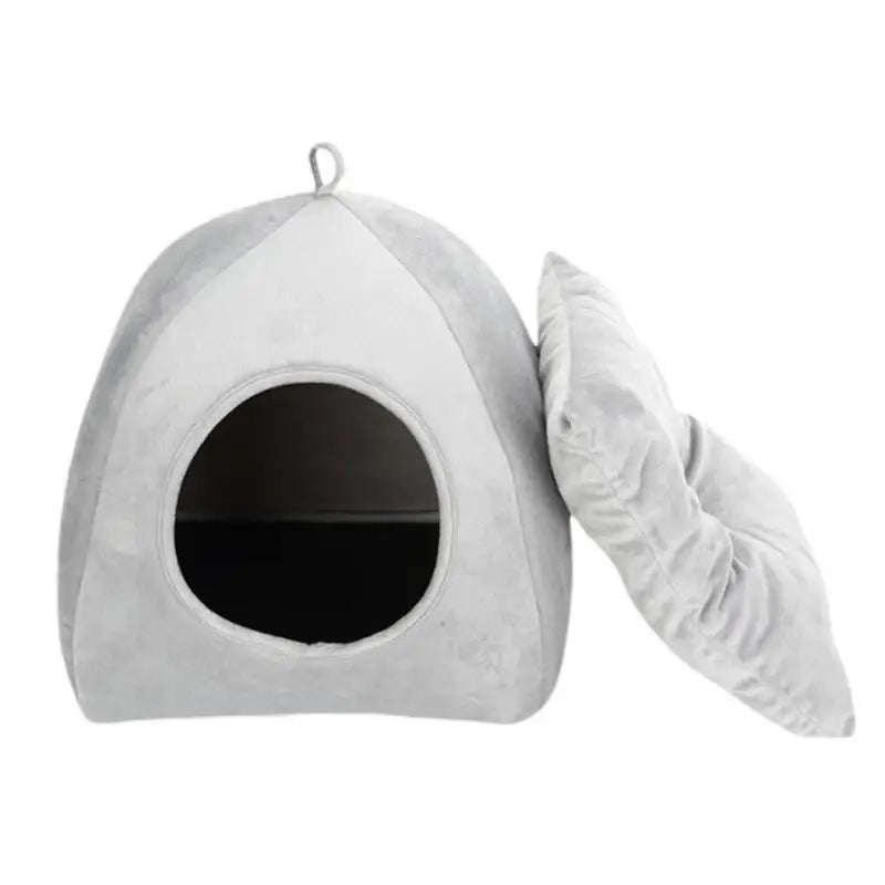 Covered Cat Bed Semi-Closed Pet Tent House Small Dog Puppy Sleeping Beds With Removable Washable Pillow Cushion Pad
