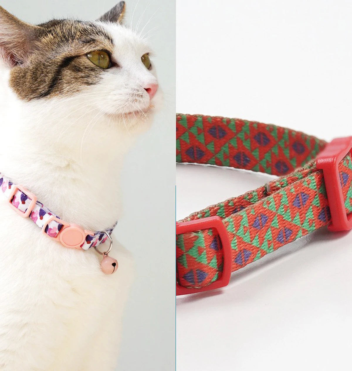 Cute Cat Weaving Necklace with Small Bell Design Anti-Suffocation Cat Collar Adjustable 15-30cm Comfortable Soft nylon material