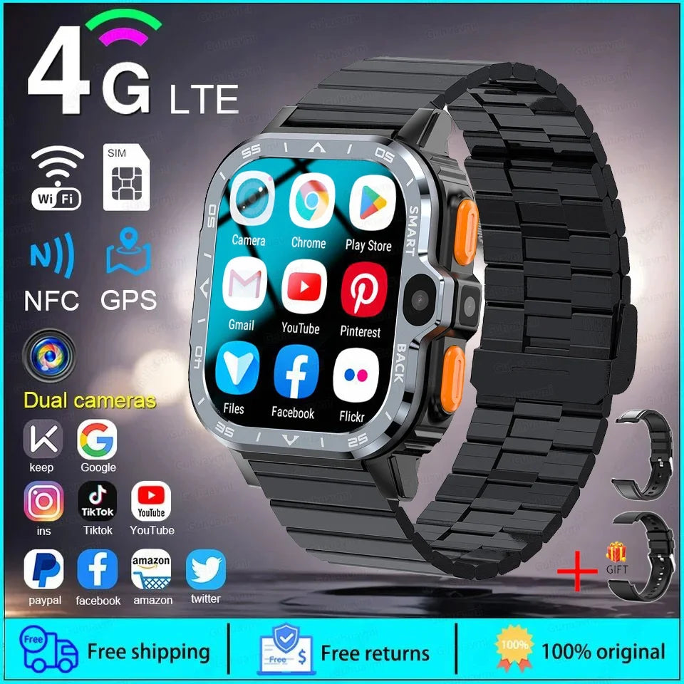 2025 New 5G SIM Card Small Fast Internet Smart Watch HD Dual Camera 64GB ROM NFC GPS WiFi Google Play Smart Bracelets For XIAOMI