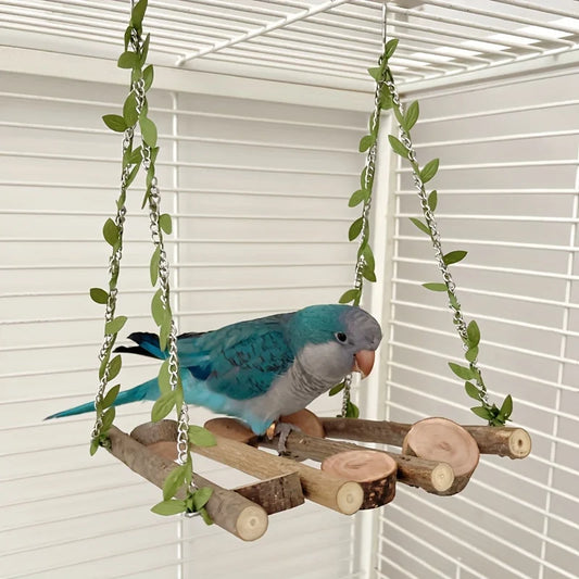 Natural Branch Bird Swing Parrot Toys Climbing Boardwalk Bird Toys Perched Bird Cage Accessories Swing Toy