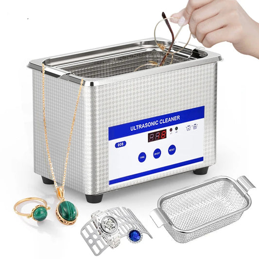 Ultrasonic Jewelry and Glasses Cleaner 40KHZ High Frequency Washing Bath with Powerful 35W Transducer for Deep Cleaning