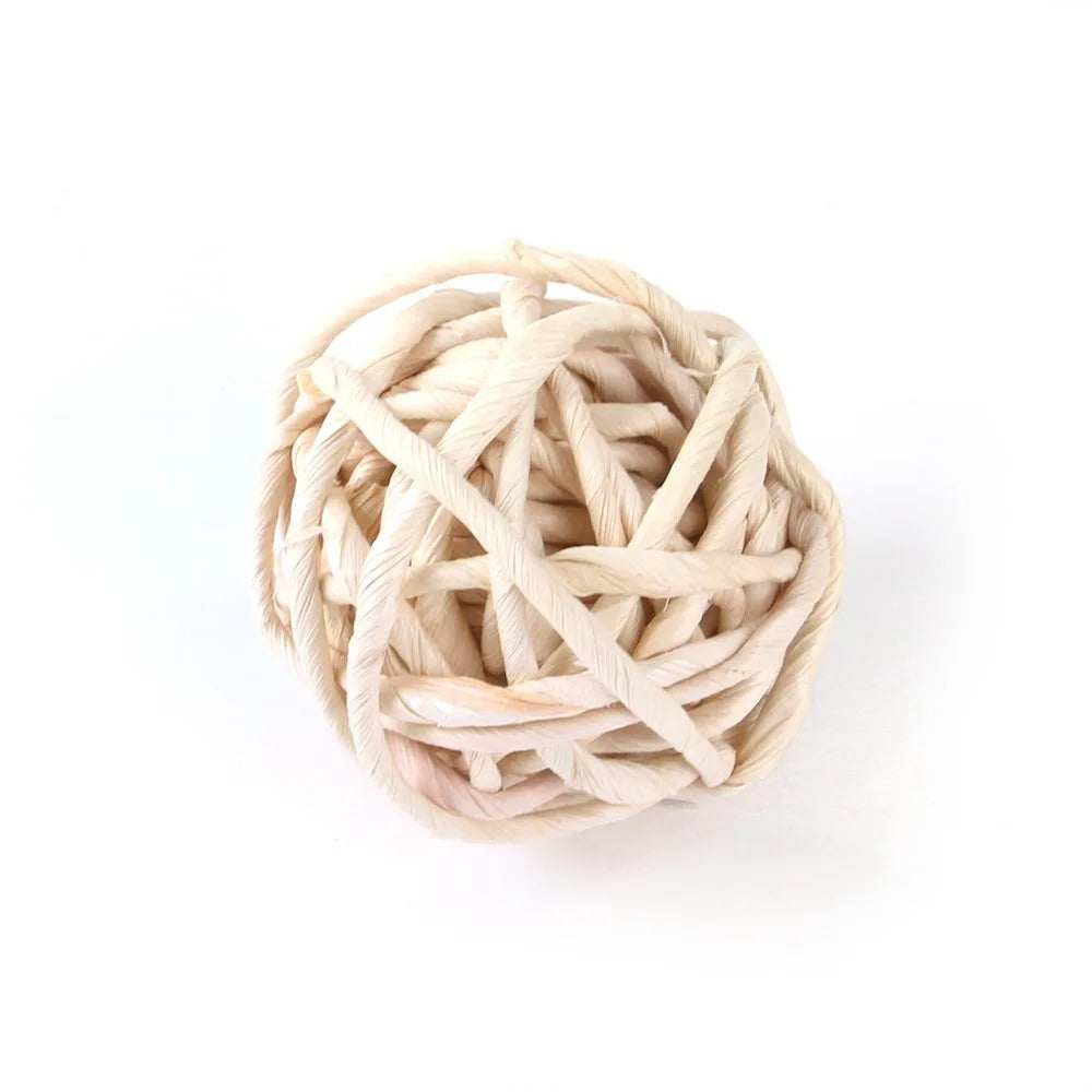 Natural Small Pet Chew Toys for Rabbit, Guinea Pig, Hamster Grass Balls Wood Hanging Toys, Teeth Grinding & Boredom Relief